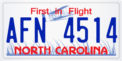 NC license plate AFN4514