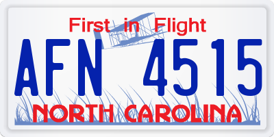 NC license plate AFN4515