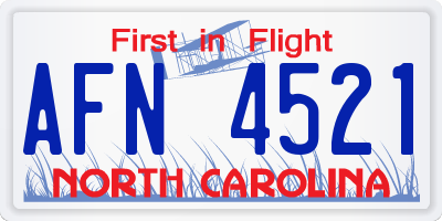 NC license plate AFN4521