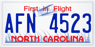 NC license plate AFN4523