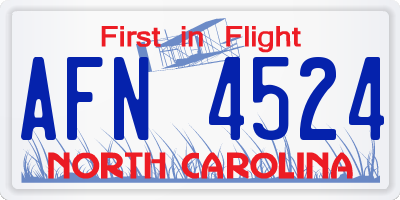 NC license plate AFN4524