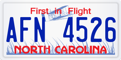 NC license plate AFN4526