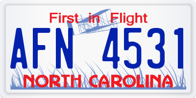 NC license plate AFN4531