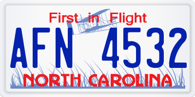 NC license plate AFN4532