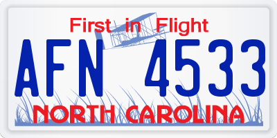 NC license plate AFN4533