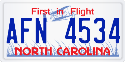 NC license plate AFN4534