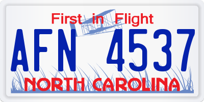 NC license plate AFN4537