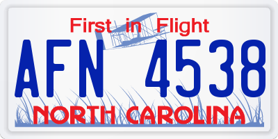 NC license plate AFN4538