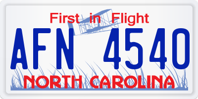 NC license plate AFN4540