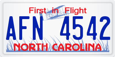 NC license plate AFN4542