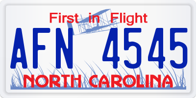 NC license plate AFN4545