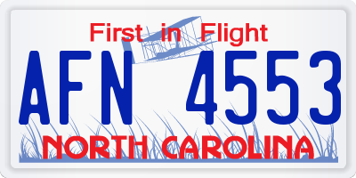 NC license plate AFN4553