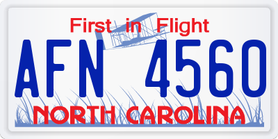 NC license plate AFN4560