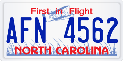 NC license plate AFN4562