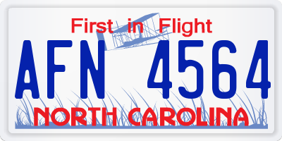 NC license plate AFN4564
