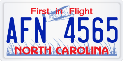 NC license plate AFN4565