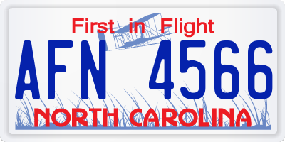 NC license plate AFN4566