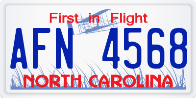NC license plate AFN4568