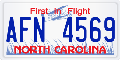 NC license plate AFN4569