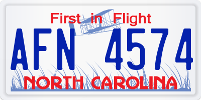 NC license plate AFN4574