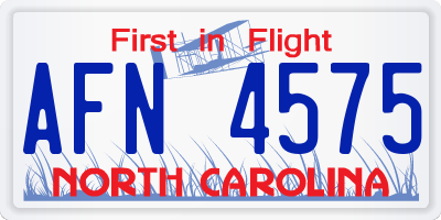 NC license plate AFN4575