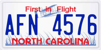 NC license plate AFN4576