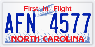 NC license plate AFN4577
