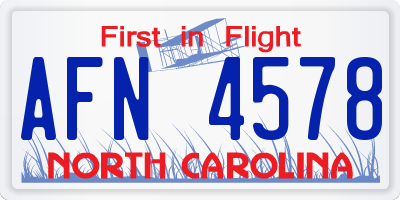NC license plate AFN4578