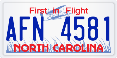 NC license plate AFN4581