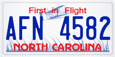 NC license plate AFN4582