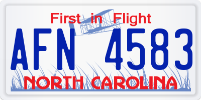 NC license plate AFN4583