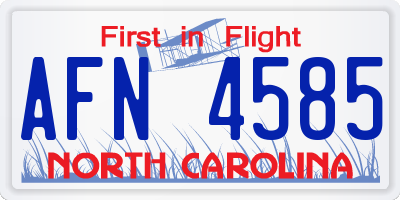 NC license plate AFN4585