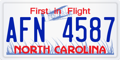 NC license plate AFN4587