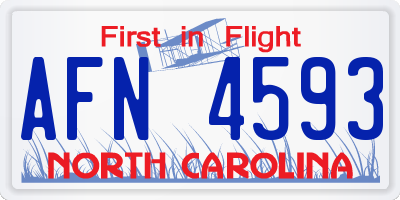 NC license plate AFN4593
