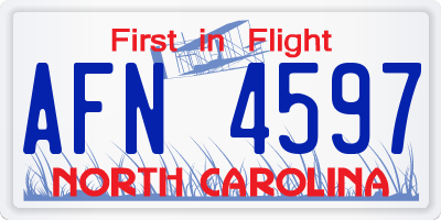 NC license plate AFN4597