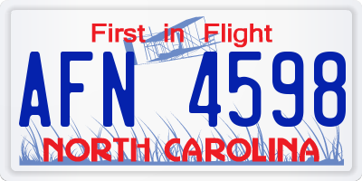 NC license plate AFN4598