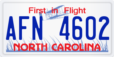 NC license plate AFN4602