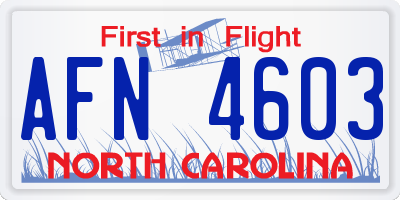 NC license plate AFN4603