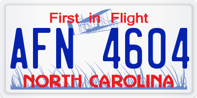 NC license plate AFN4604