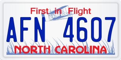 NC license plate AFN4607
