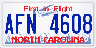 NC license plate AFN4608