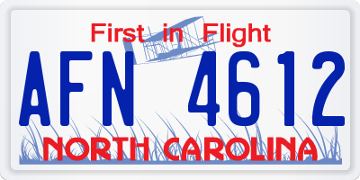 NC license plate AFN4612
