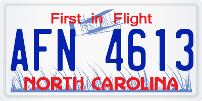 NC license plate AFN4613