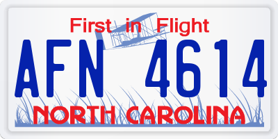NC license plate AFN4614