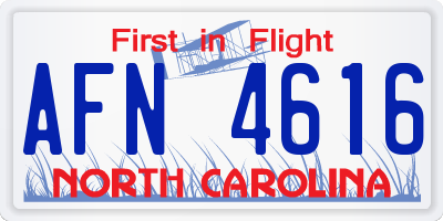 NC license plate AFN4616