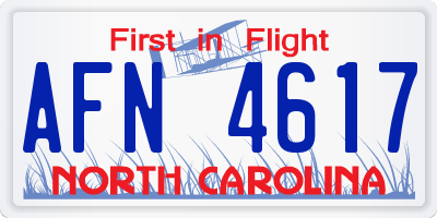 NC license plate AFN4617