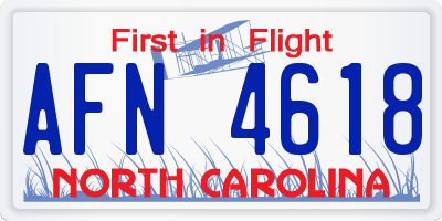 NC license plate AFN4618