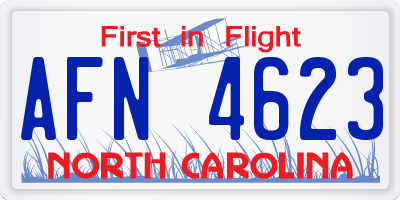 NC license plate AFN4623