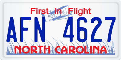 NC license plate AFN4627
