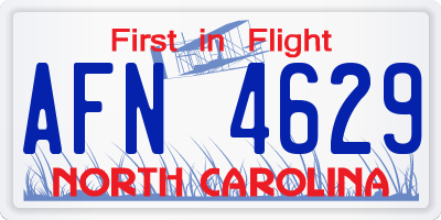 NC license plate AFN4629